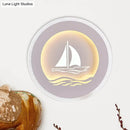 GobekUsa Modern Sailboat/Tree Pattern LED Sconce for Studying, Simplicity White Wall Light
