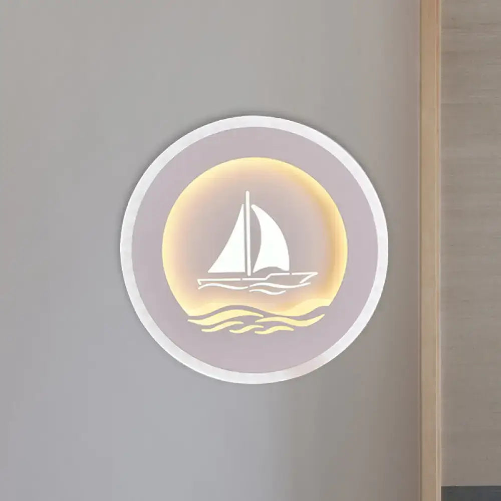 GobekUsa Modern Sailboat/Tree Pattern LED Sconce for Studying, Simplicity White Wall Light, photo 9 of 9