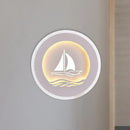 GobekUsa Modern Sailboat/Tree Pattern LED Sconce for Studying, Simplicity White Wall Light