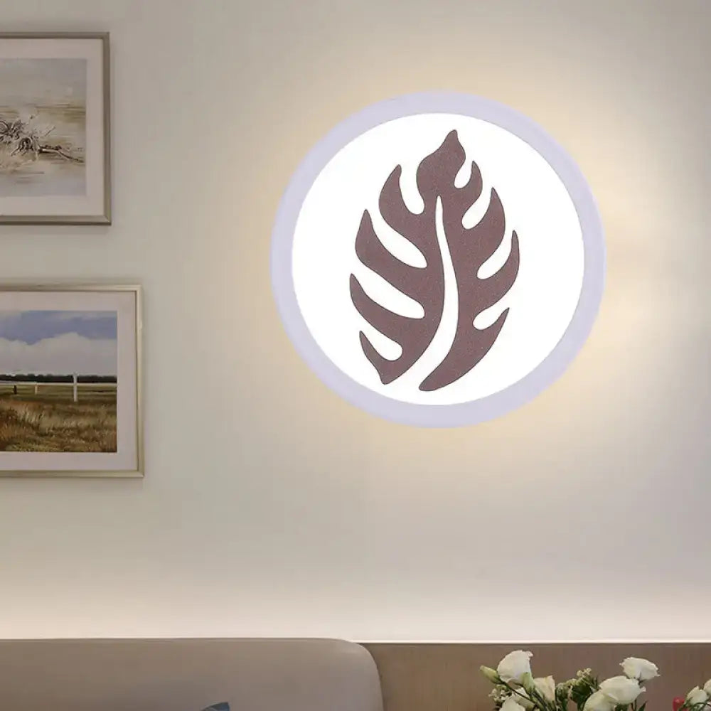 GobekUsa Modern White LED Wall Sconce with Sector/Leaf Pattern & Warm/White Light, photo 7 of 8