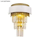 GobekUsa Modern White Square/Round Crystal Prisms Wall Sconce with Gold Mesh