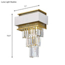 GobekUsa Modern White Square/Round Crystal Prisms Wall Sconce with Gold Mesh