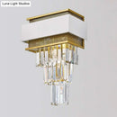 GobekUsa Modern White Square/Round Crystal Prisms Wall Sconce with Gold Mesh