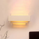 GobekUsa Modern Rectangle Wall Lamp with Tiered Metal Design - White 1 Head Wall Sconce Light for Bedroom