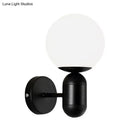 GobekUsa Modern White Wall Lamp with Globe Shade, Capsule Body - Metal & Glass Wall Light for Meeting Room