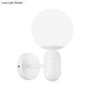 GobekUsa Modern White Wall Lamp with Globe Shade, Capsule Body - Metal & Glass Wall Light for Meeting Room