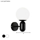 GobekUsa Modern White Wall Lamp with Globe Shade, Capsule Body - Metal & Glass Wall Light for Meeting Room