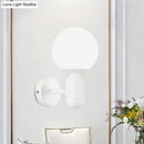 GobekUsa Modern White Wall Lamp with Globe Shade, Capsule Body - Metal & Glass Wall Light for Meeting Room