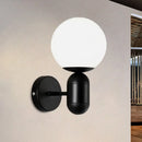 GobekUsa Modern White Wall Lamp with Globe Shade, Capsule Body - Metal & Glass Wall Light for Meeting Room