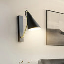 GobekUsa Modern Metallic Wall Lamp with Conic Design for Bedside - White/Black Finish 1 Head