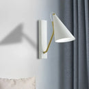 GobekUsa Modern Metallic Wall Lamp with Conic Design for Bedside - White/Black Finish 1 Head