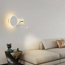 Modern white wall light with adjustable spotlight for living room by Decorbites