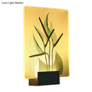 GobekUsa Modern White Wall Mounted Lamp with Corner LED Mural Lighting and Patterned Acrylic Shade – Flower/Bird Design