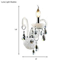 GobekUsa Modern Candelabra Wall Sconce Light with Teardrop Crystal Decoration - White Glass - 1/2 Heads - Living Room Fixture