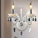 GobekUsa Modern Candelabra Wall Sconce Light with Teardrop Crystal Decoration - White Glass - 1/2 Heads - Living Room Fixture
