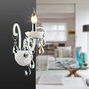 GobekUsa Modern Candelabra Wall Sconce Light with Teardrop Crystal Decoration - White Glass - 1/2 Heads - Living Room Fixture