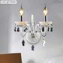 GobekUsa Modern Candelabra Wall Sconce Light with Teardrop Crystal Decoration - White Glass - 1/2 Heads - Living Room Fixture