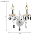 GobekUsa Modern Candelabra Wall Sconce Light with Teardrop Crystal Decoration - White Glass - 1/2 Heads - Living Room Fixture