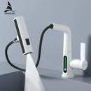 GobekUsa Digital Display Basin Faucet with Stream Sprayer, Hot Cold Water Mixer