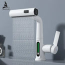 GobekUsa Digital Display Basin Faucet with Stream Sprayer, Hot Cold Water Mixer