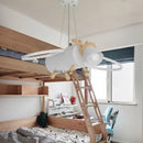 GobekUsa Little Deer LED Chandelier for Kids' Room - Modern Cartoon Wooden Pendant Light
