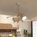 GobekUsa Little Deer LED Chandelier for Kids' Room - Modern Cartoon Wooden Pendant Light