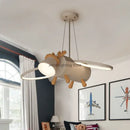 GobekUsa Little Deer LED Chandelier for Kids' Room - Modern Cartoon Wooden Pendant Light