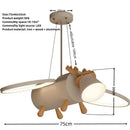 GobekUsa Little Deer LED Chandelier for Kids' Room - Modern Cartoon Wooden Pendant Light