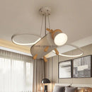 GobekUsa Little Deer LED Chandelier for Kids' Room - Modern Cartoon Wooden Pendant Light