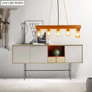 GobekUsa Modern Wood Bubble Hanging Ceiling Light with 5 Beige Heads – Ideal for Dining Room