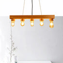 GobekUsa Modern Wood Bubble Hanging Ceiling Light with 5 Beige Heads – Ideal for Dining Room
