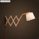 GobekUsa Modern Wood Expansion Arm Sconce with White Fabric Shade