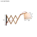 GobekUsa Modern Wood Expansion Arm Sconce with White Fabric Shade