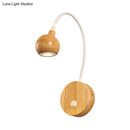GobekUsa Modern Wood LED Wall Sconce with Adjustable Arm - White & Beige