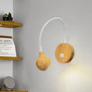 GobekUsa Modern Wood LED Wall Sconce with Adjustable Arm - White & Beige