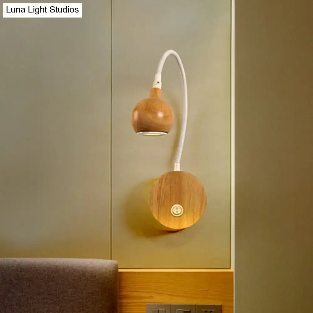 GobekUsa Modern Wood LED Wall Sconce with Adjustable Arm - White & Beige, photo 4 of 4