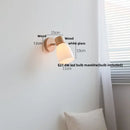 GobekUsa Amber Glass LED Wall Sconce Nordic Modern Wood Pull Chain Switch Stair Light