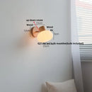 GobekUsa Amber Glass LED Wall Sconce Nordic Modern Wood Pull Chain Switch Stair Light