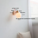 GobekUsa Amber Glass LED Wall Sconce Nordic Modern Wood Pull Chain Switch Stair Light