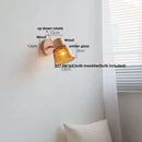 GobekUsa Amber Glass LED Wall Sconce Nordic Modern Wood Pull Chain Switch Stair Light