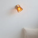 GobekUsa Amber Glass LED Wall Sconce Nordic Modern Wood Pull Chain Switch Stair Light
