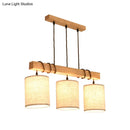 GobekUsa Wooden 3-Head Fabric Island Pendant Light for Modern Dining Rooms