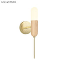 GobekUsa Modern Wooden Wall Lamp with LED Light Fixture and Handle - Capsule Design for Living Room