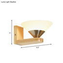 GobekUsa Modern Wood & Nickel Wall Sconce with Cone White Glass Shade- 1 Bulb Bedside Wall Light Fixture