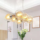 GobekUsa Modern Glass Hanging Light Fixture - Cognac Bubble Shade Island Lighting