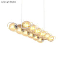 GobekUsa Modern Glass Hanging Light Fixture - Cognac Bubble Shade Island Lighting