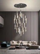 GobekUsa Crystal Column LED Chandelier: Luxury Pendant Lamp for Staircase, Modern Home Decor Lighting