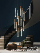 GobekUsa Crystal Column LED Chandelier: Luxury Pendant Lamp for Staircase, Modern Home Decor Lighting