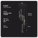 GobekUsa Crystal Column LED Chandelier: Luxury Pendant Lamp for Staircase, Modern Home Decor Lighting