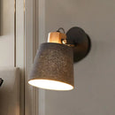 GobekUsa Modern Black Wood Wall Lamp with Barrel Fabric Shade - Wall Mounted